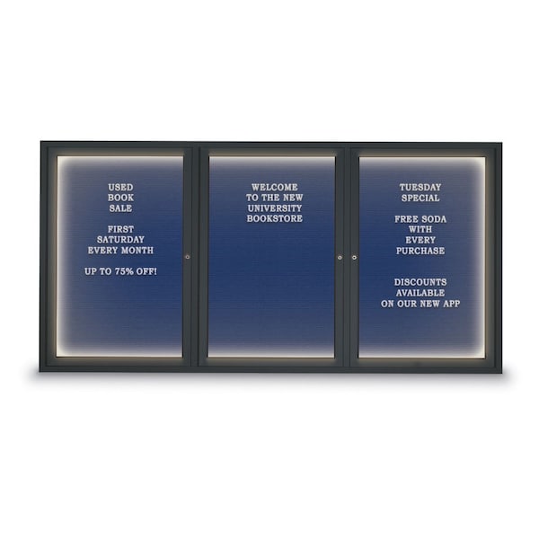 Indoor Enclosed Combo Board, 42"x32", Black Frame/White Porc & Pearl